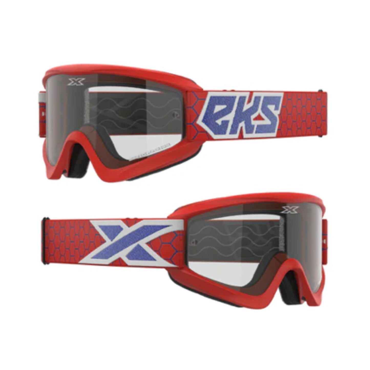 EKS GOGGLES FLAT OUT CLEAR RED WHT BLUE