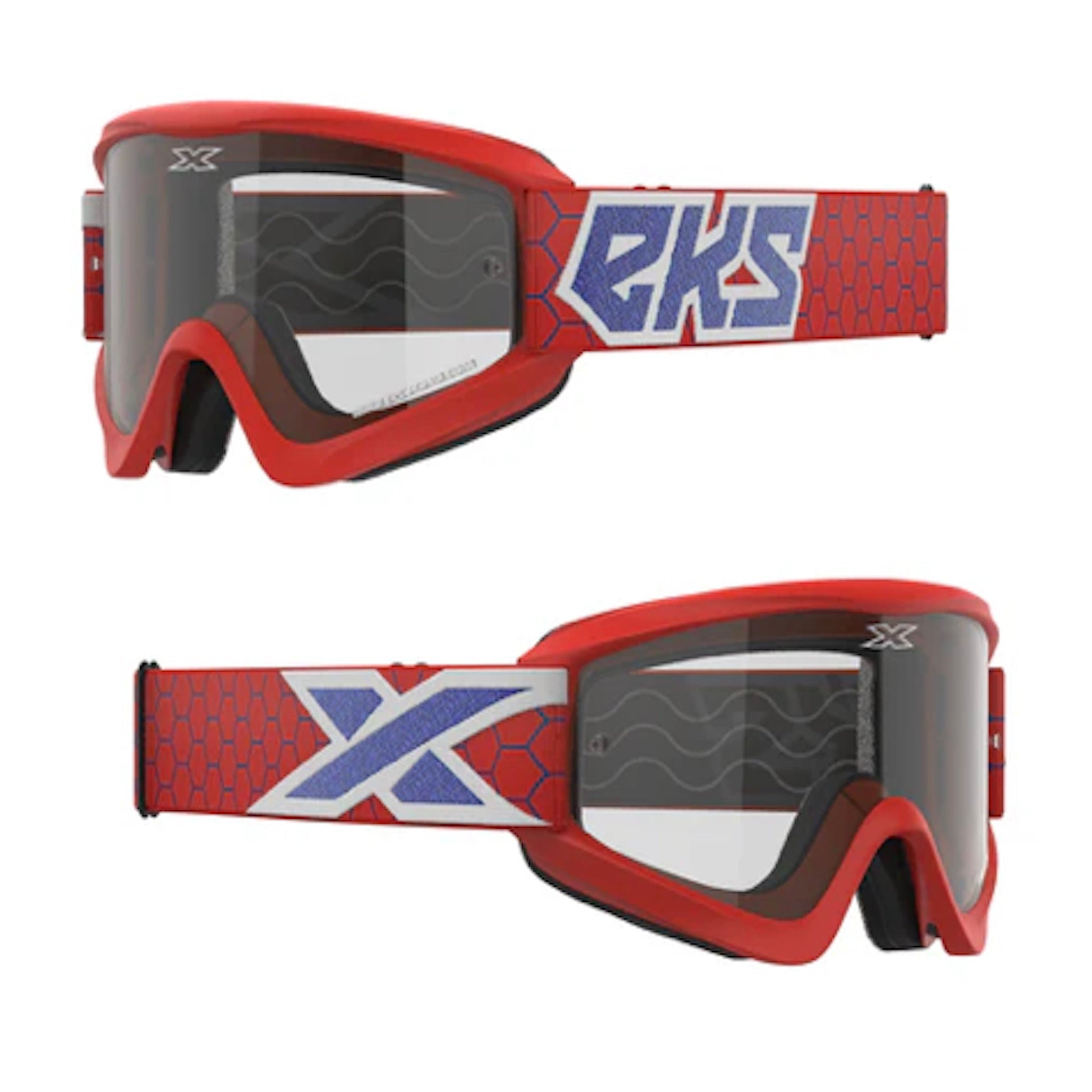 EKS GOGGLES FLAT OUT CLEAR RED WHT BLUE 35-067-60455